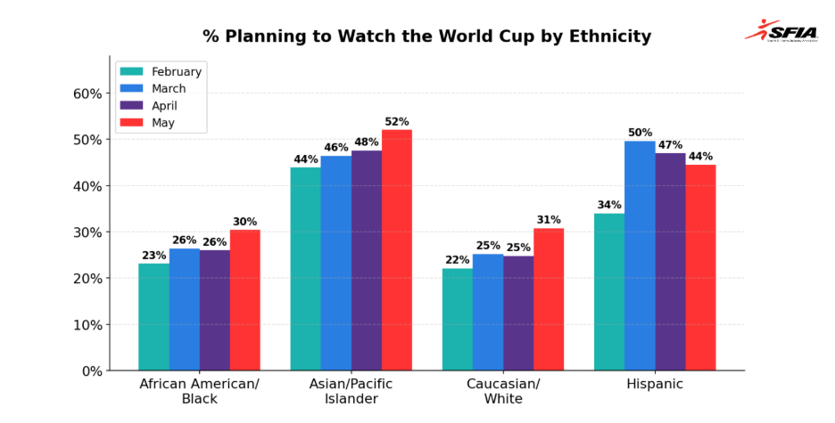 percent of people planning to watch the world cup by ethnicity